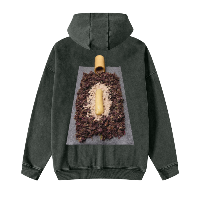 Lazy Leaf Acid Washed Zip-Up Hoodie