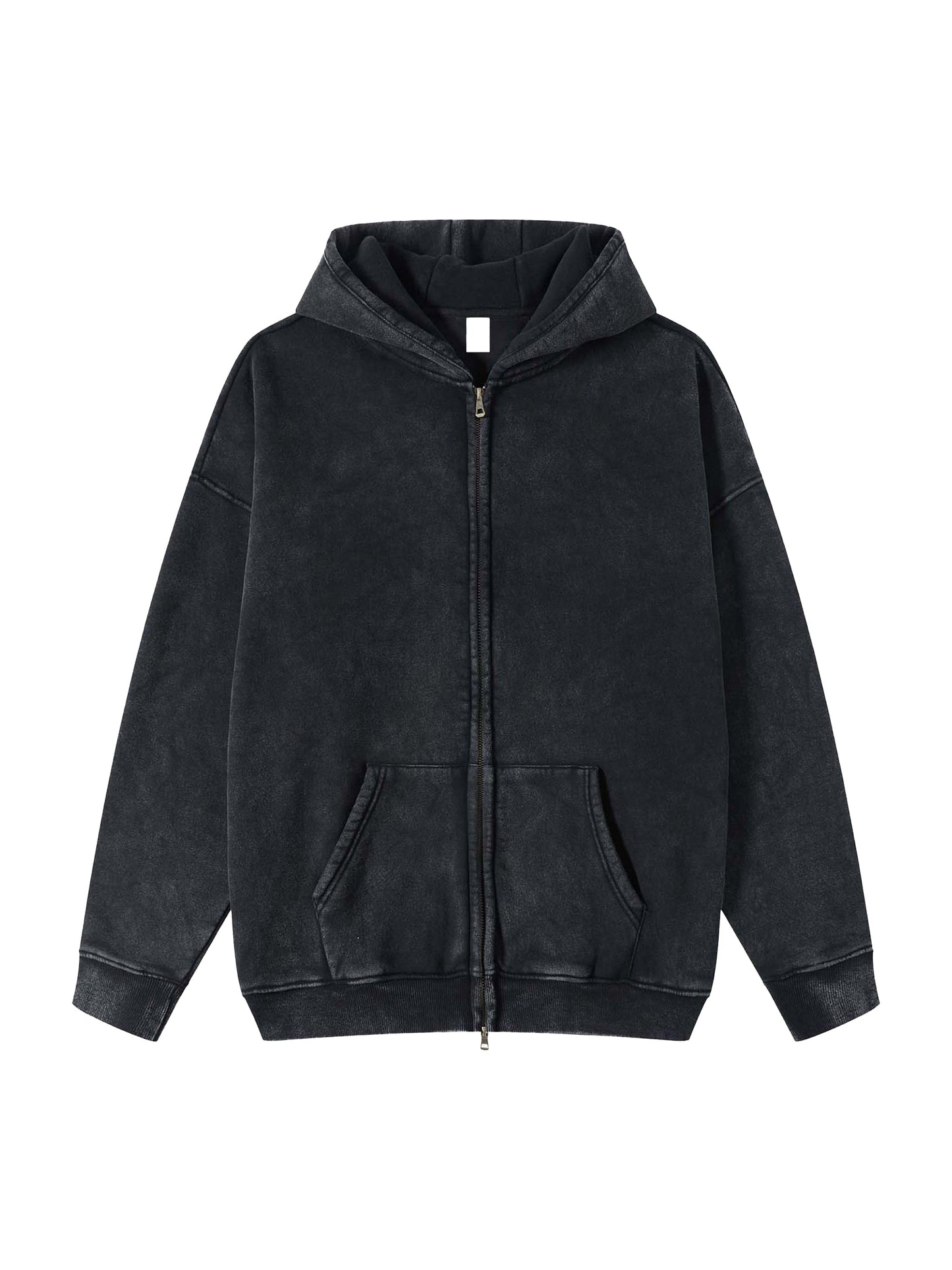 Lazy Leaf Acid Washed Zip-Up Hoodie