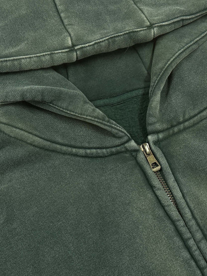 Lazy Leaf Acid Washed Zip-Up Hoodie